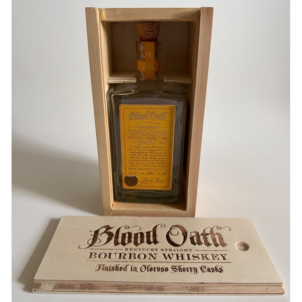 Blood Oath Pact No. 5 2019 Empty Bourbon Bottle with Original Wooden Box 750ml